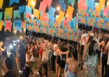 Desrespeito: multidão aglomerada e sem máscara em arraiá na zona Leste de Teresina